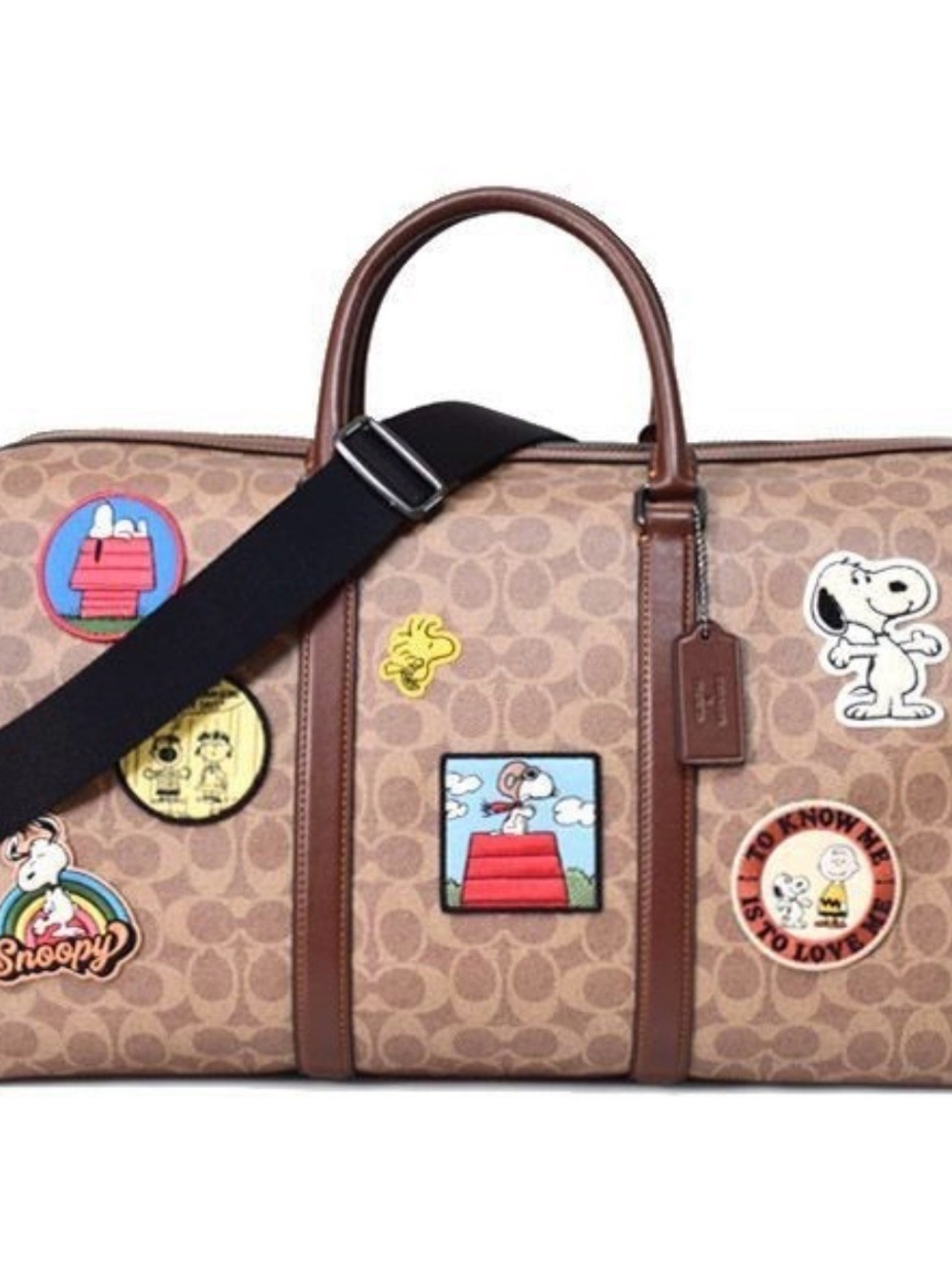 Coach Brown Signature Duffel with Peanuts Character Patches - Picture 3 of 4
